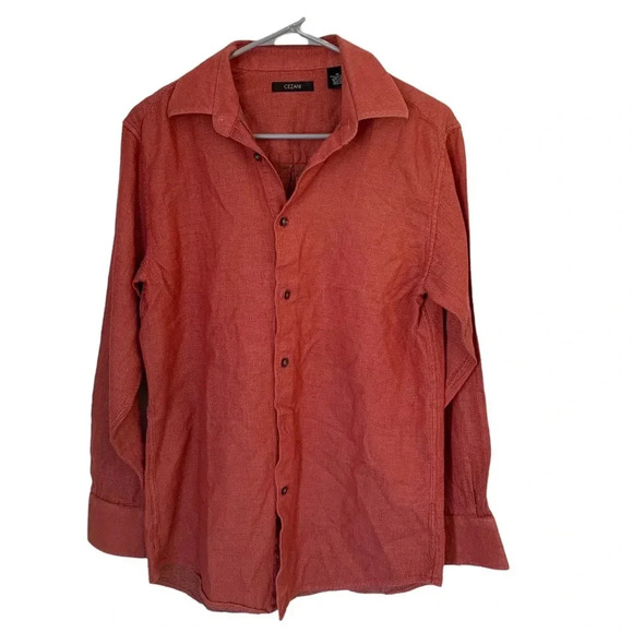Red Cotton Button-Up - Picture 1 of 4